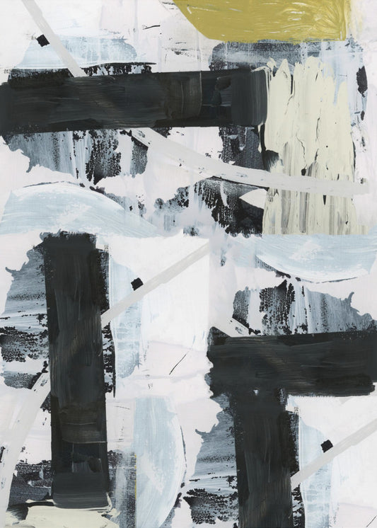 Schwarz-Weiß und Gold Abstrakt 1 | Poster