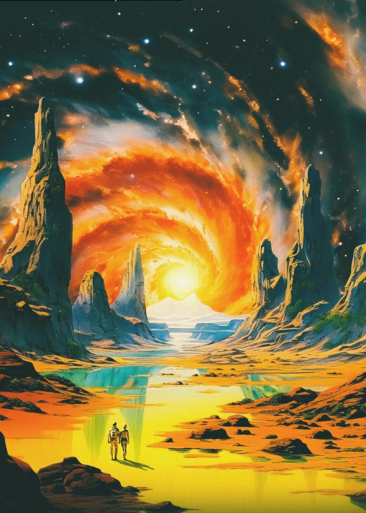 Romantischer Weltraumspaziergang | Leinwand