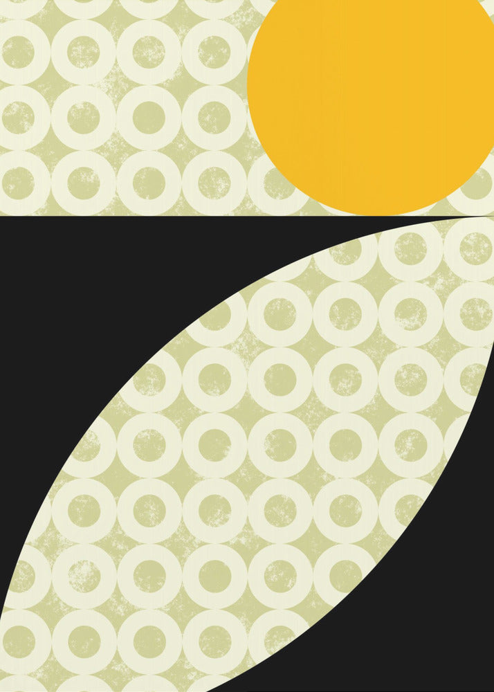 Geometrische Formen mit einem kräftigen gelben Kreis | Leinwand