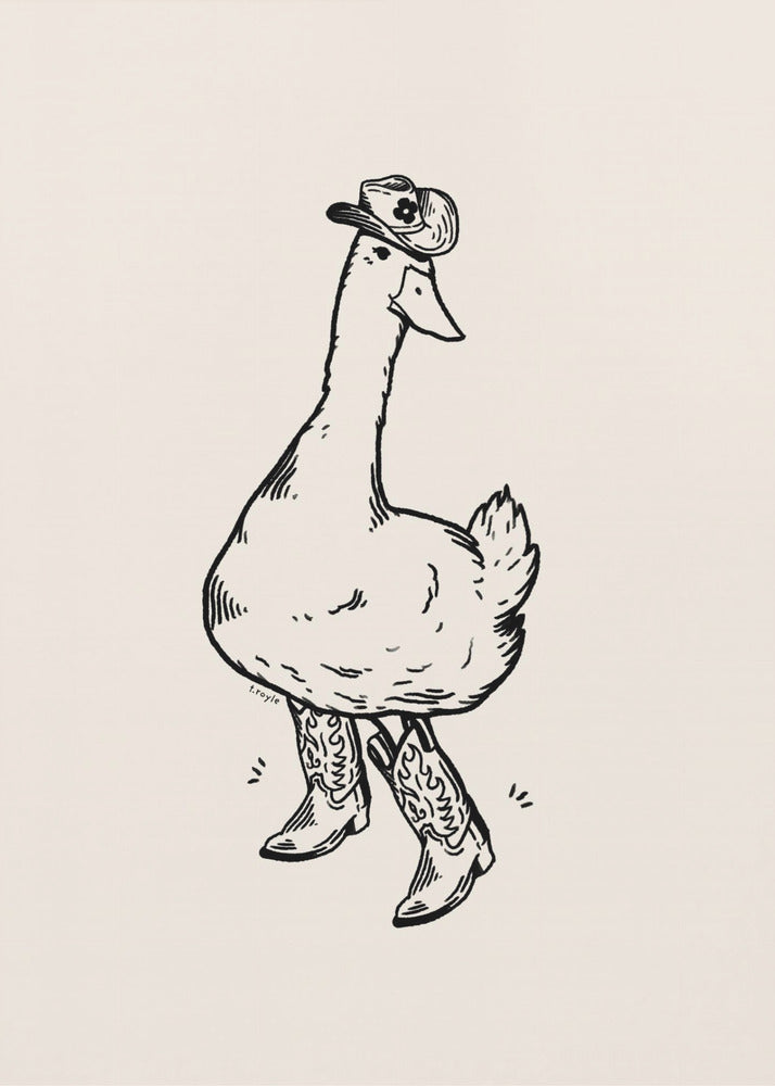 Ente trägt Westernstiefel | Leinwand