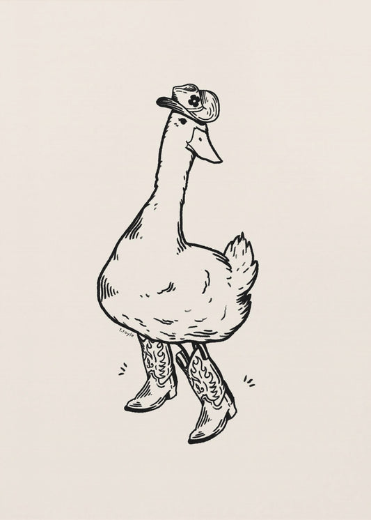Ente trägt Westernstiefel | Leinwand