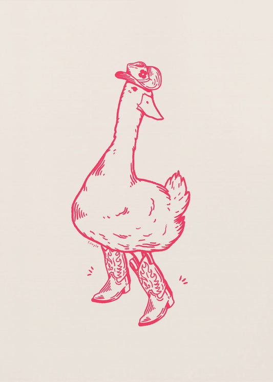 Ente trägt Westernstiefel in Pink | Canvas