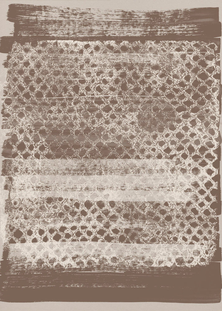 Neutrales Muster. Weiße Monotypie-Textur auf Braun. | Leinwand