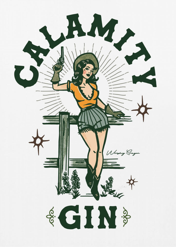Calamity Gin Lustige Retro Western Cowgirl Kunst | Leinwand