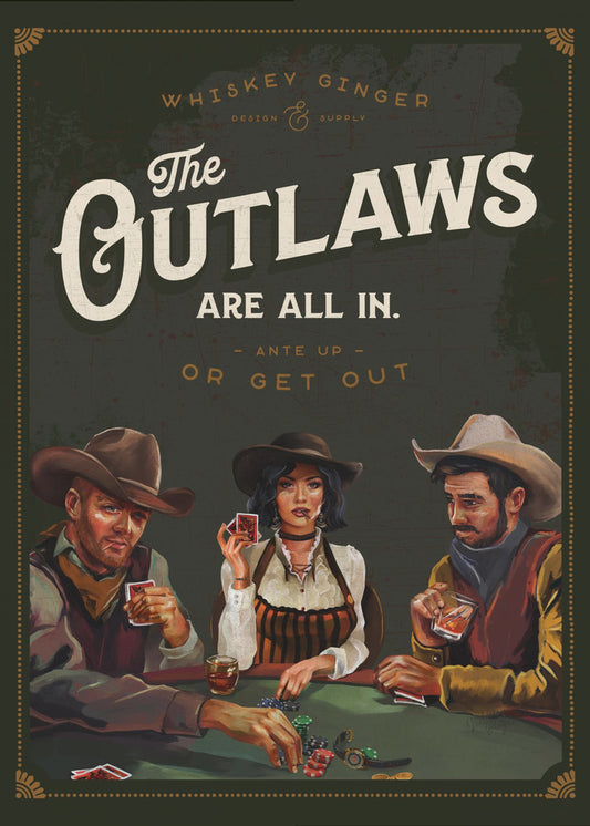 Outlaws sind alle in Cool Cowboy Poker Art | Leinwand