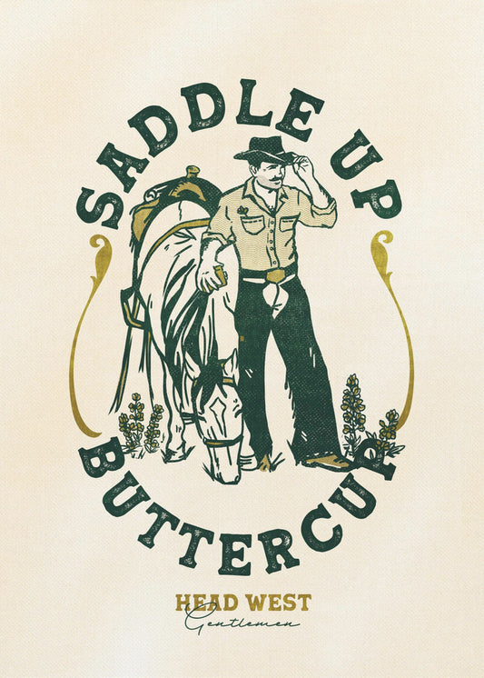 Saddle Up Buttercup Cowboy & Pferd Kunstdruck | Leinwand