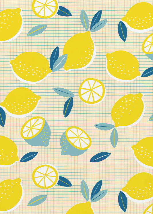 Fresh Lemons Checkered Sunny | Canvas