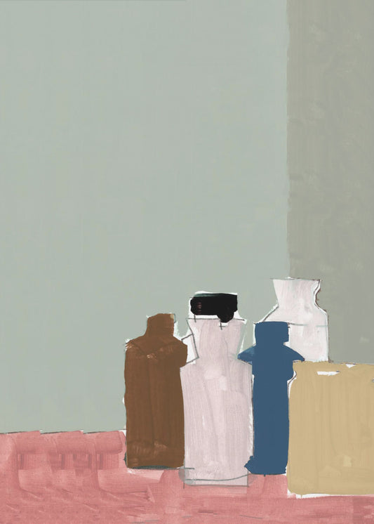 Vintage Tontöpfe auf Tisch 1 | Poster