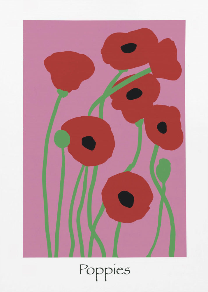 Mohnblumen rosa und rot | Leinwand