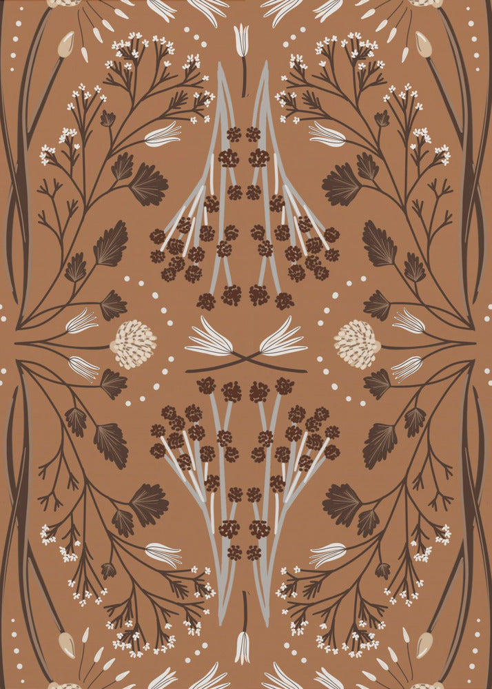 Folk Mirrored Botanicals - Erdtöne | Leinwand