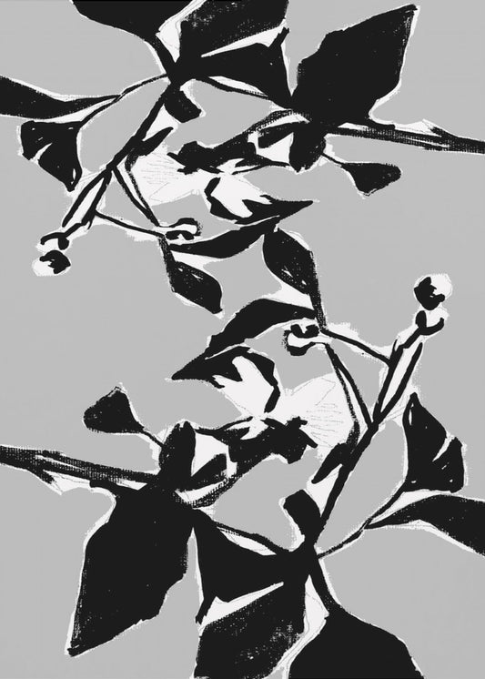 Schwarze Blumensilhouette 1 | Poster