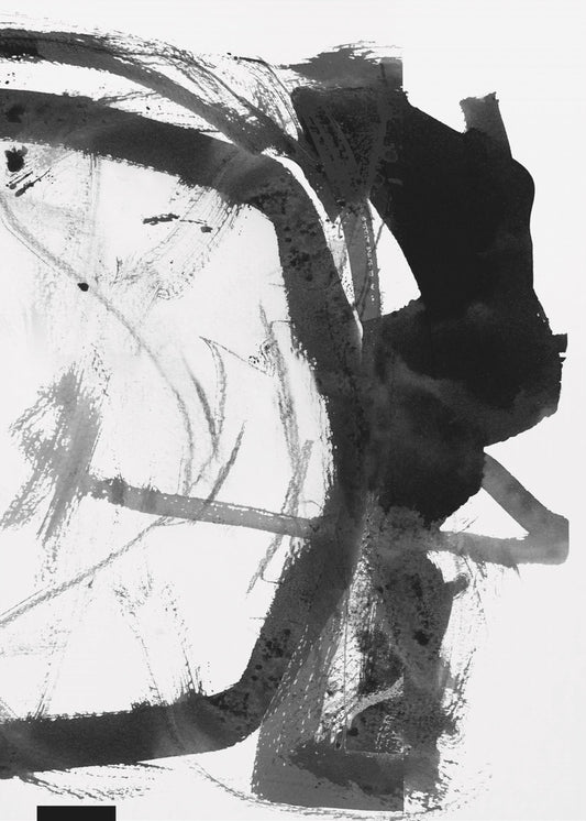 Abstrakter Kunstdruck in Schwarz-Grau-Tinte | Poster