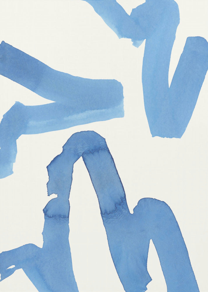 Abstract Blue Brushstrokes Art Print No1 | Poster