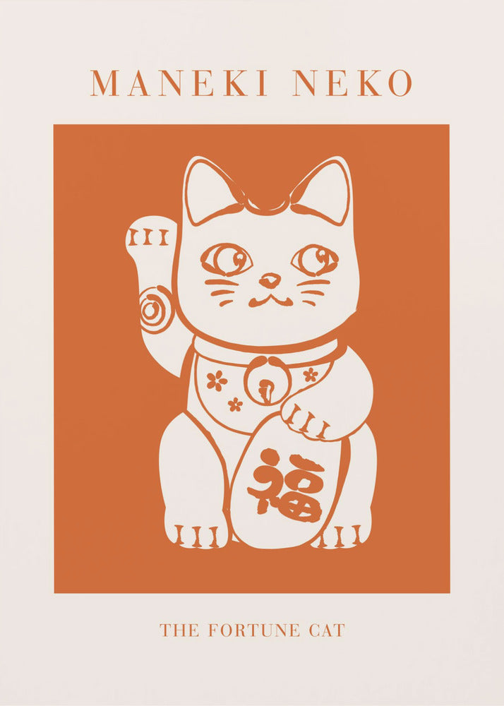 Maneki-neko Katze Orange | Leinwand