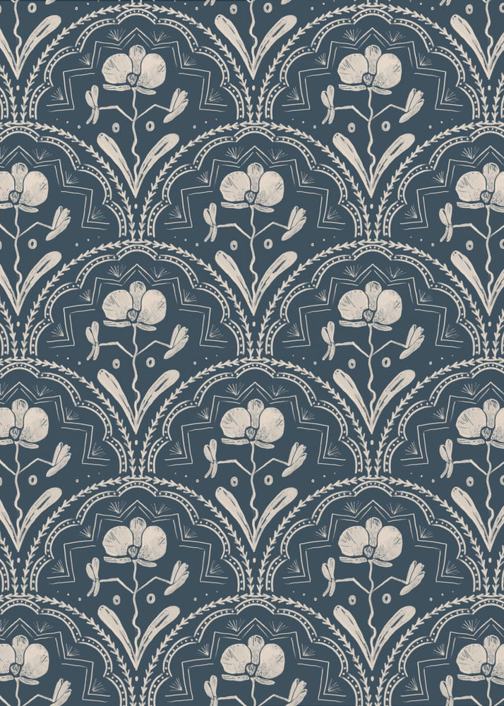 Boho Orchideenfliesen Muster | Leinwand