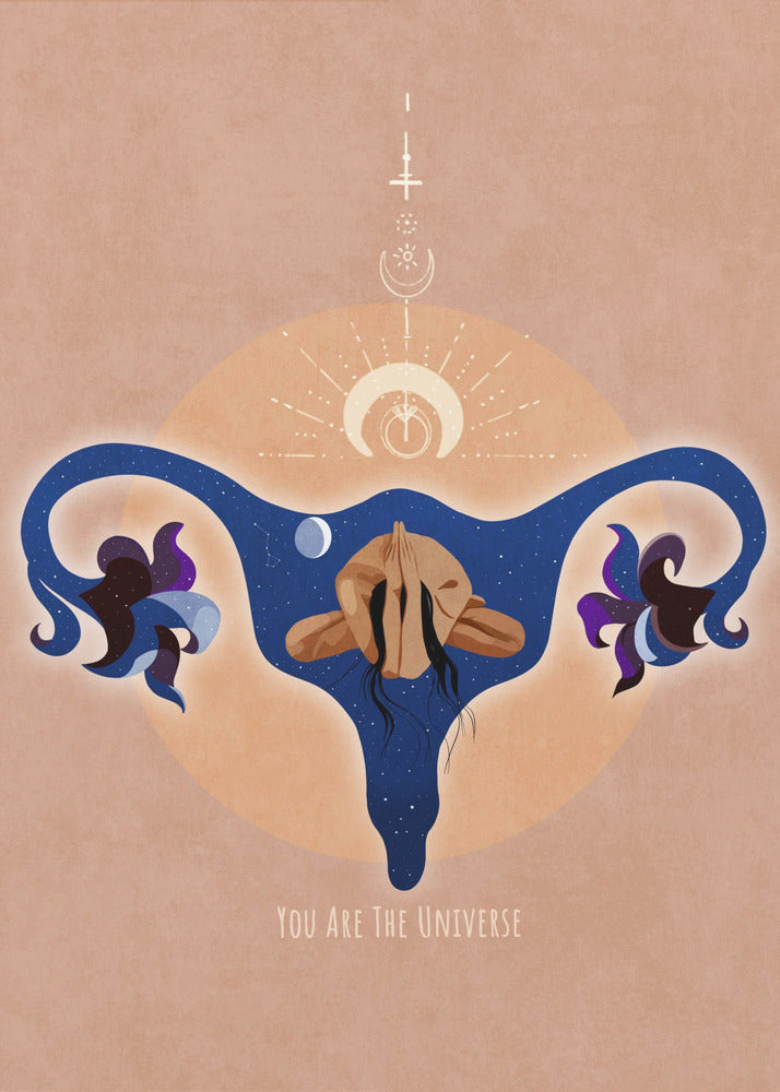 Spiritual, Feminine, Energy, Stars, Moon, Vulva, Meditation, Yoga, and Inspiration Poster Spir 1b | Canvas