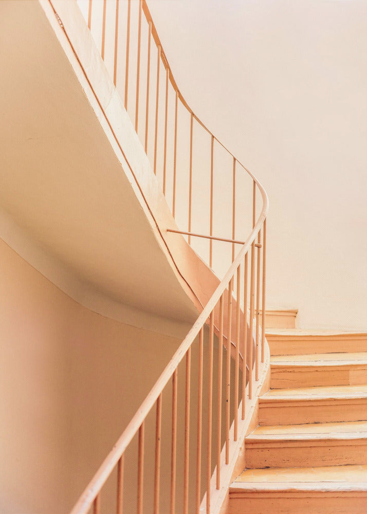 Orangefarbene Stufen | Architektonischer Minimalismus | Leinwand