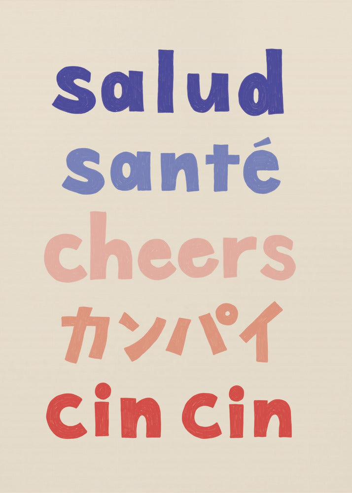 Prost Typografie - Salud Santé Prost Kanpai Cin cin | Leinwand