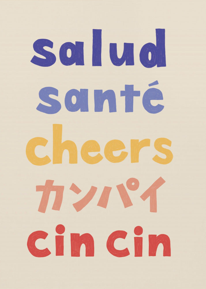 Prost Typografie - Salud Santé Prost Kanpai Cin cin | Leinwand