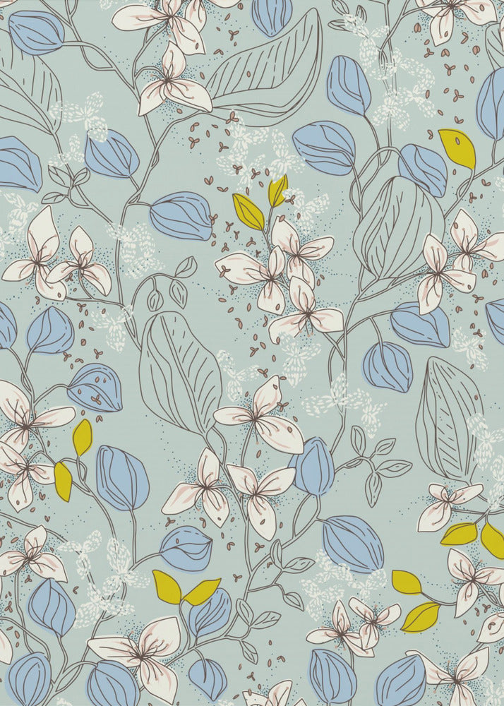 Florale Eleganz Mint Sommerfrische Muster | Leinwand