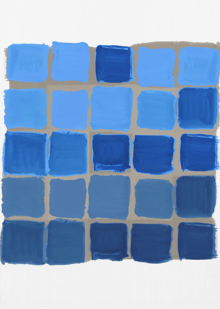 Blau karierter quadratischer Druck | Leinwand