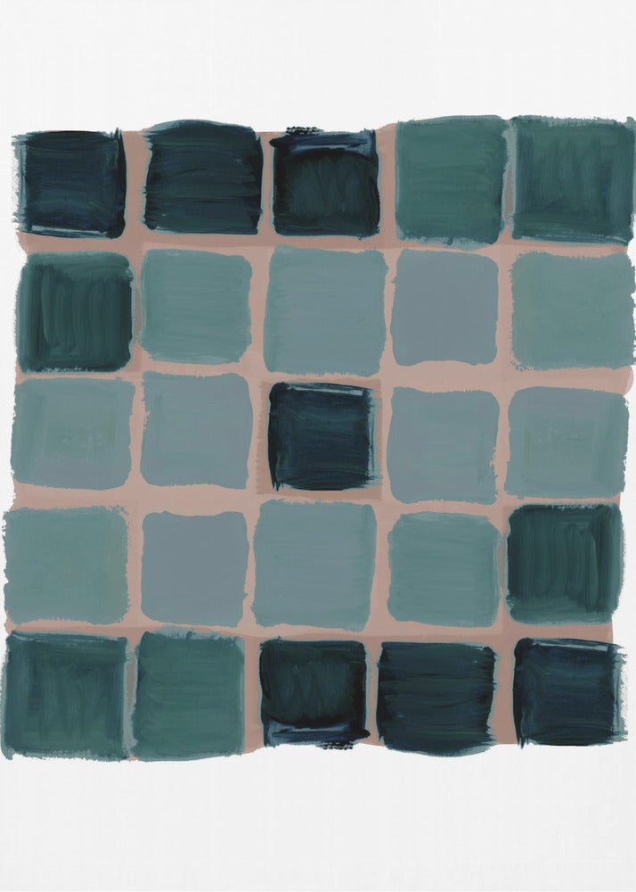 Petrol kariertes Quadrat Poster