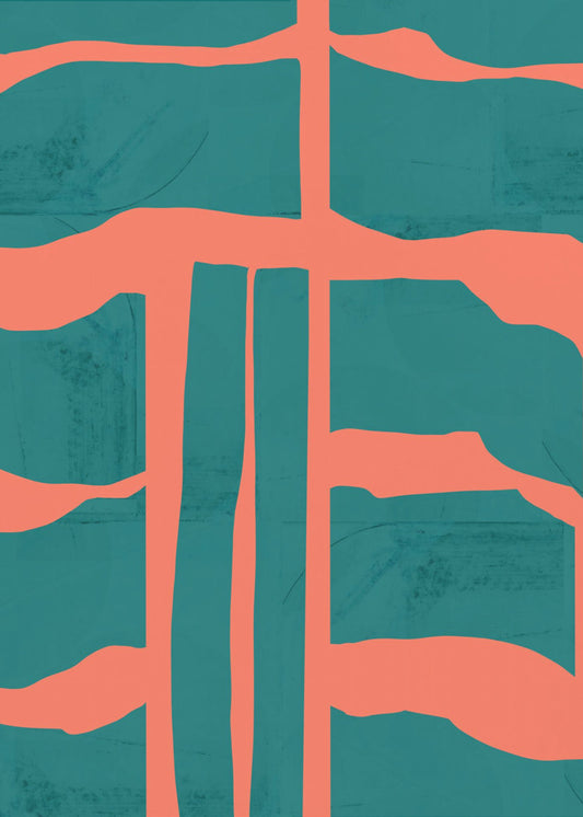 Türkis & Korallen Abstraktion 1 | Poster