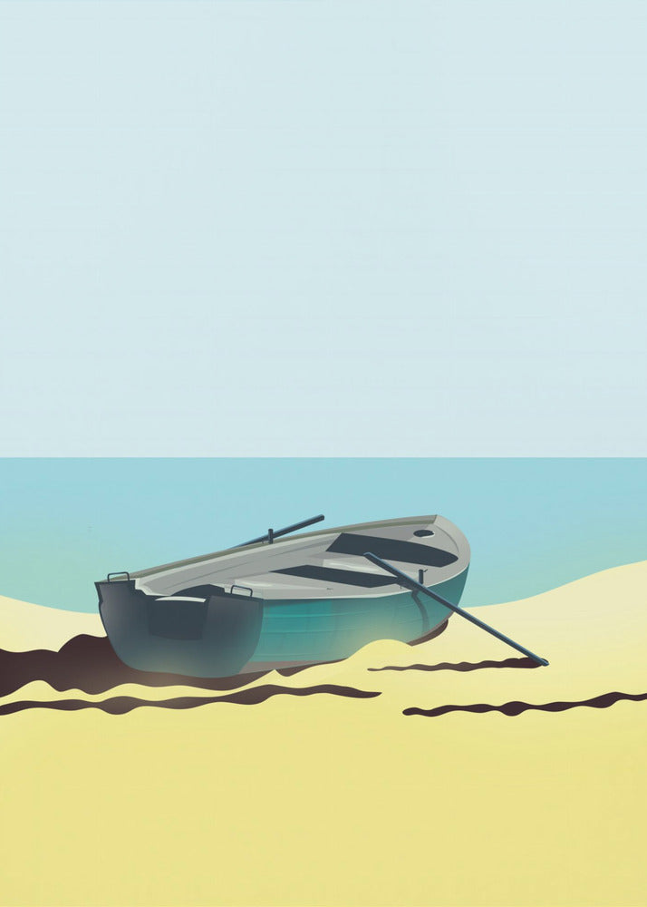 Boot am Strand | Leinwand