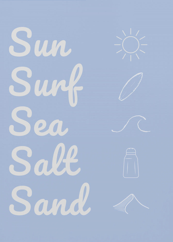 Sun Surf Sea Salt Sand Hellblau | Leinwand