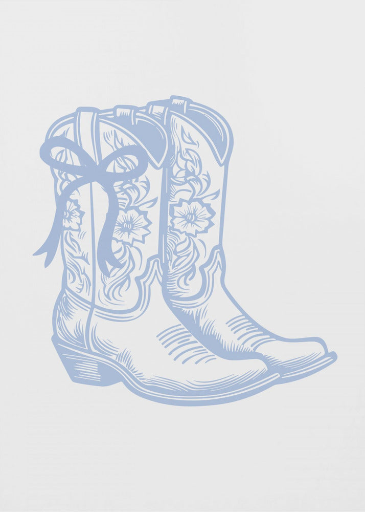 Hellblaue Cowgirlstiefel mit Schleife | Canvas