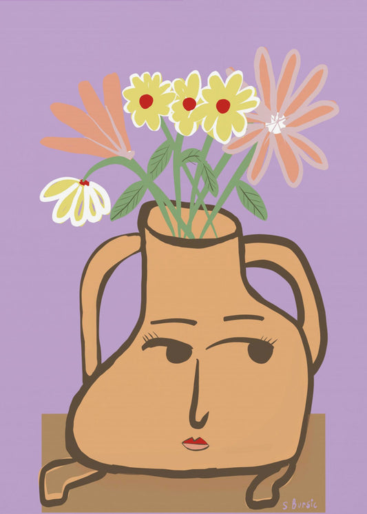 Dame in Vase mit Blumen | Poster
