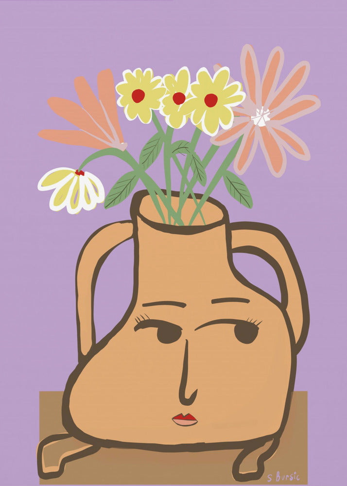 Dame in Vase mit Blumen | Leinwand