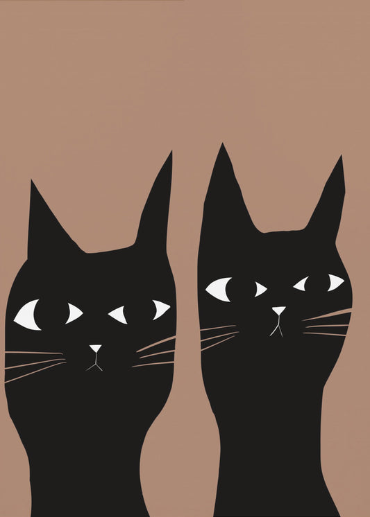 Zwei schwarze Katzen | Poster