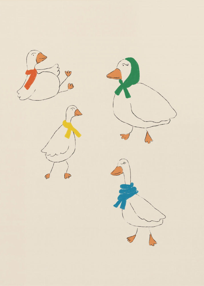 Enten mit bunten Schals | Poster