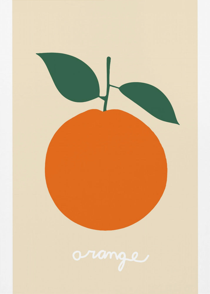 Stilisierte Orange mit dunkelgrünen Blättern | Poster