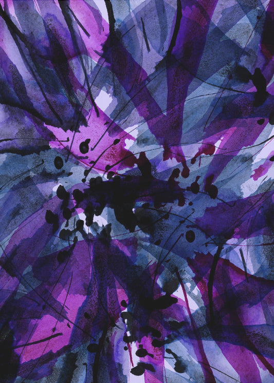 Dynamic Purple And Black Brushstrokes | Poster
