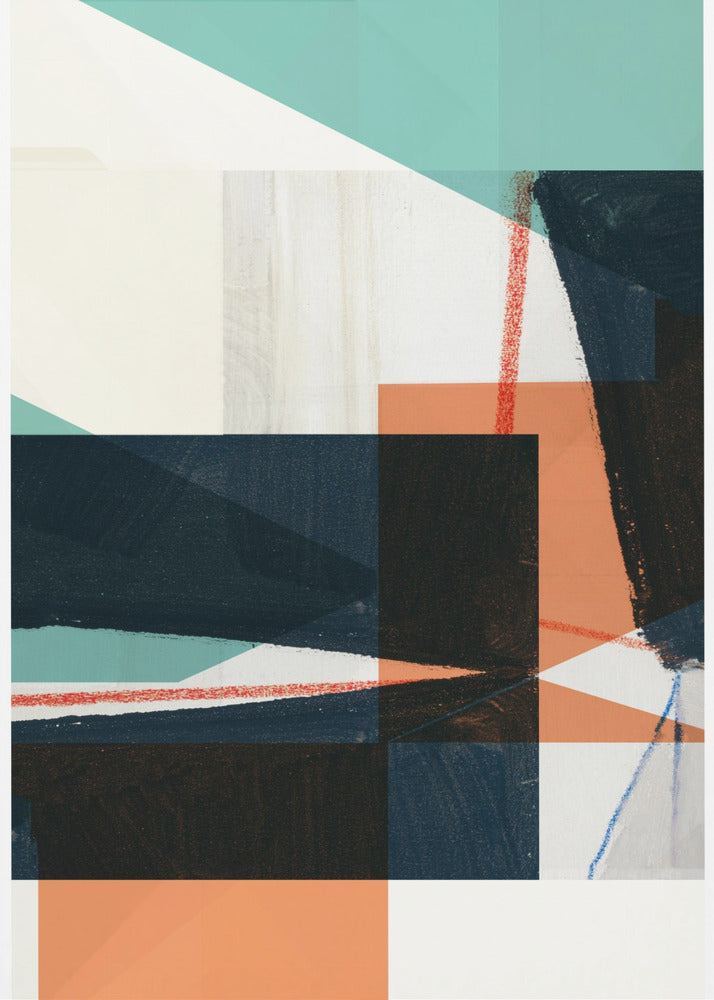 Geometrische Formen in gedämpftem Blaugrün | Poster