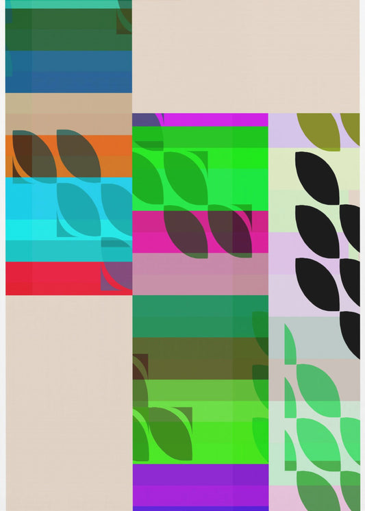 Lebendige geometrische Formen und Blattmuster | Poster