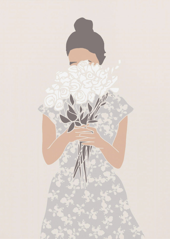 Mädchen mit Blumenstrauß | Poster