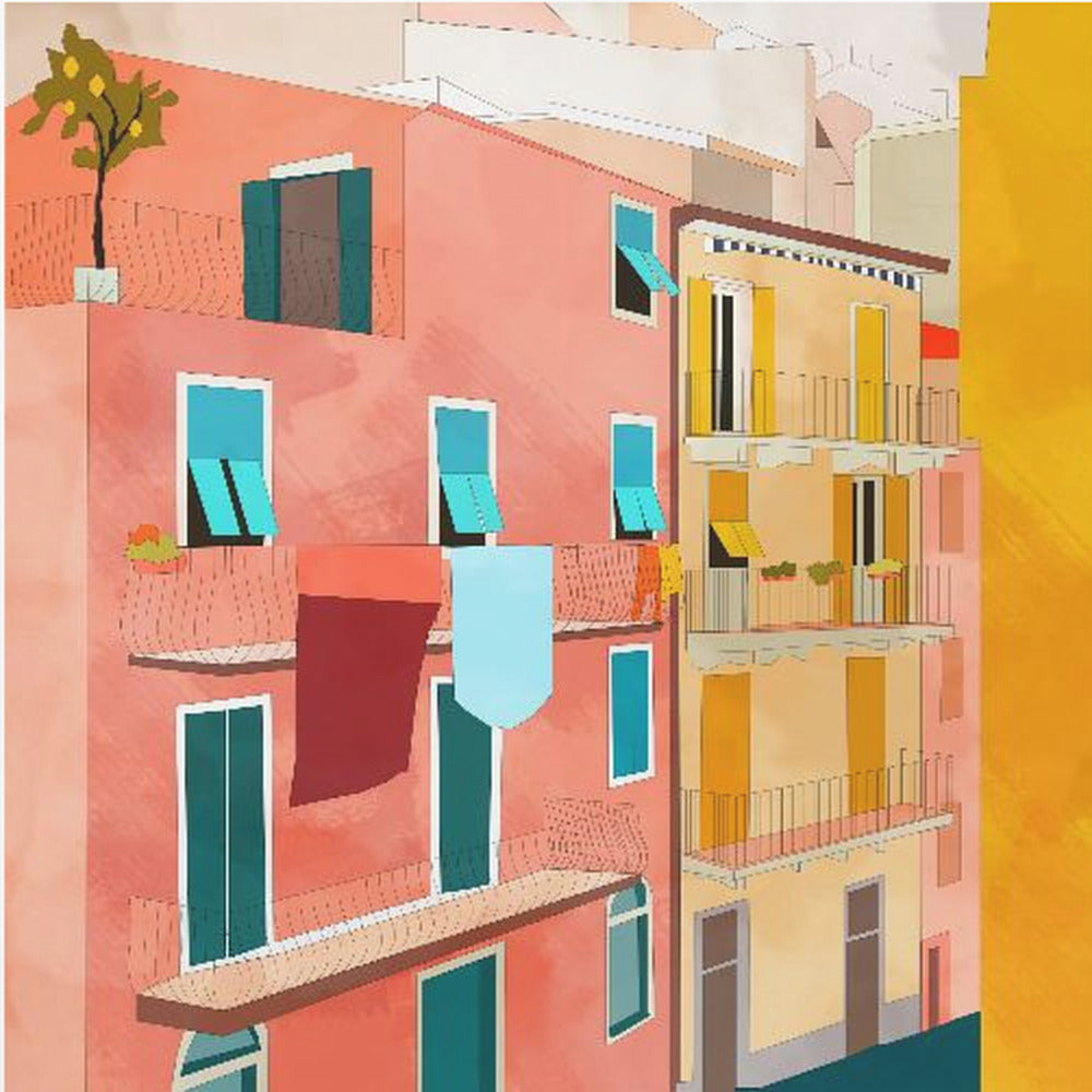 Kleine italienische Häuser | Leinwand