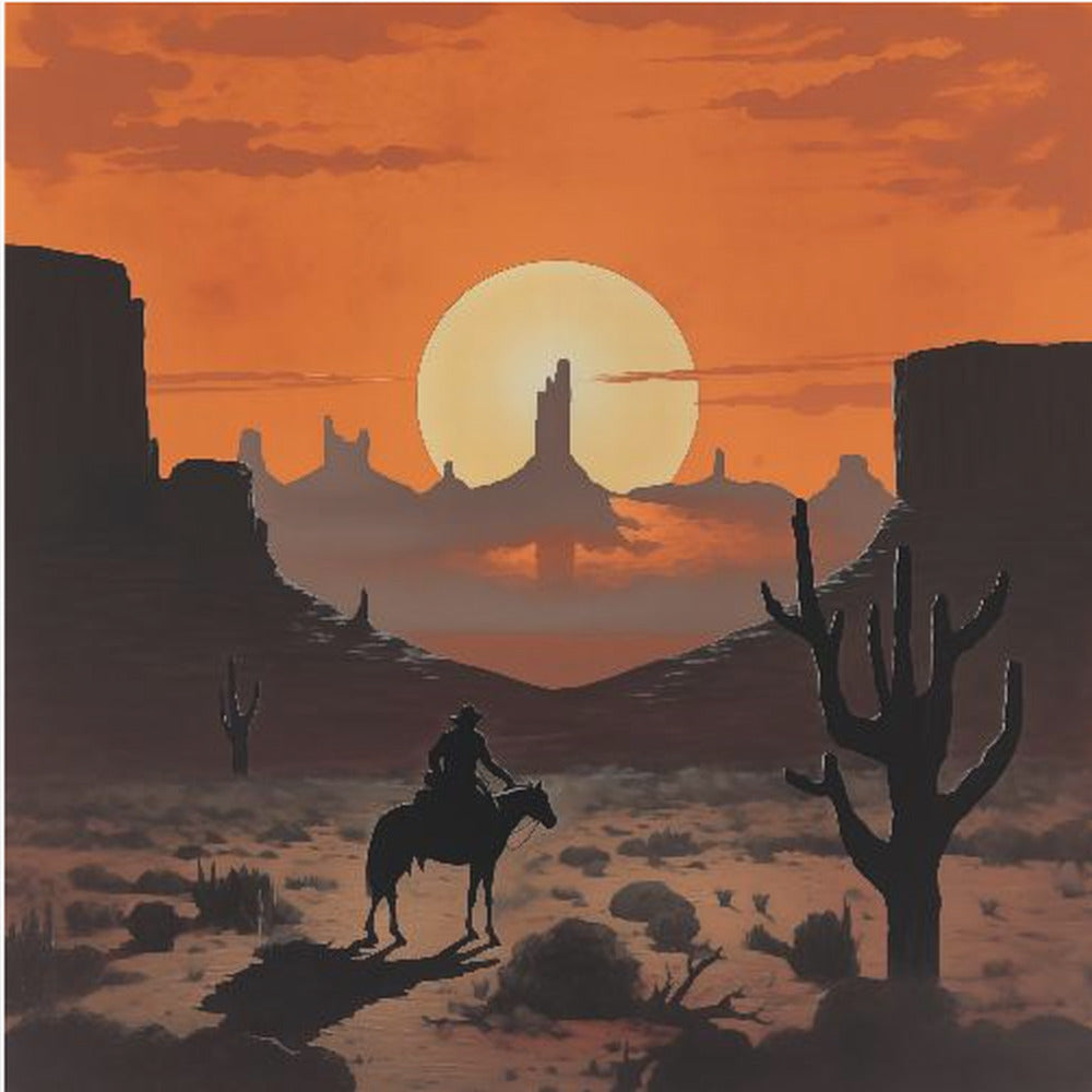 Sonnenuntergang Cowboy | Leinwand