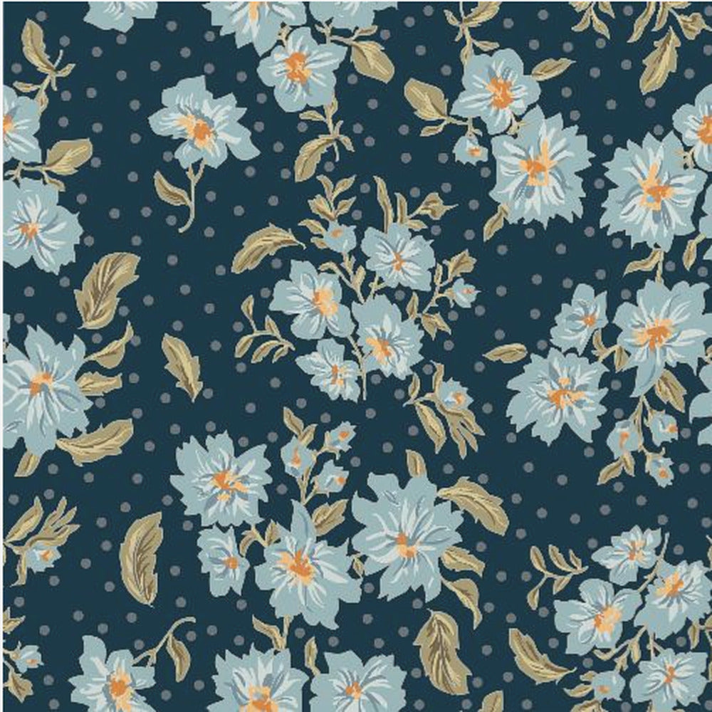 Floral Heritage Bouquet Mondschein blaues Muster | Poster