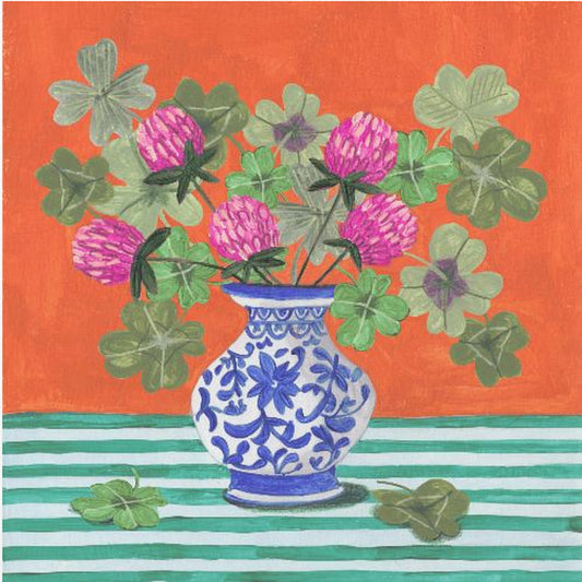 Kleeblätter und rosa Blüten | Poster