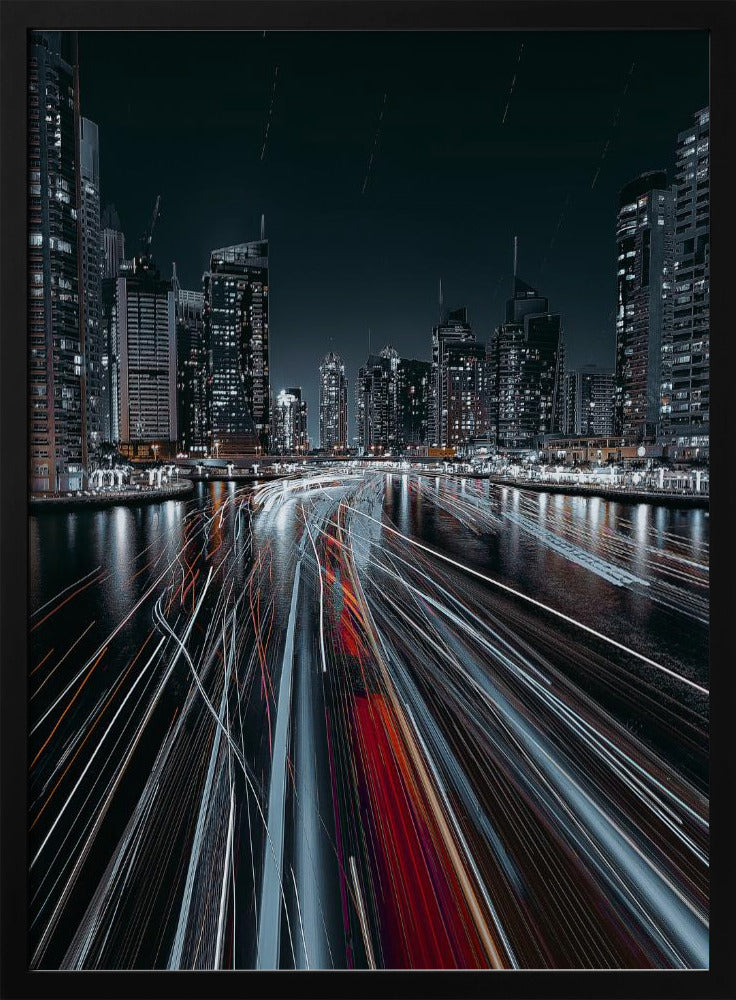 Traffic jam in the Dubai canal | Poster