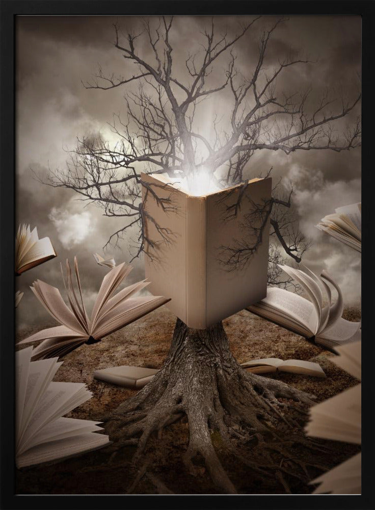 Alter Baum liest Geschichtenbuch | Poster