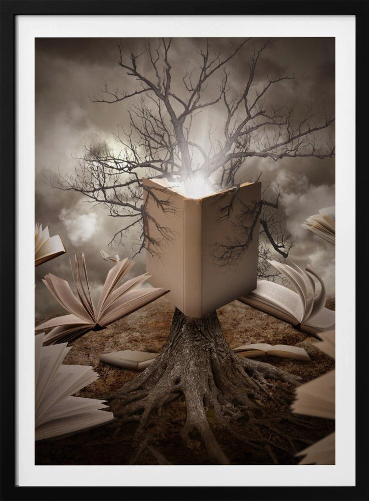 Alter Baum liest Geschichtenbuch | Poster