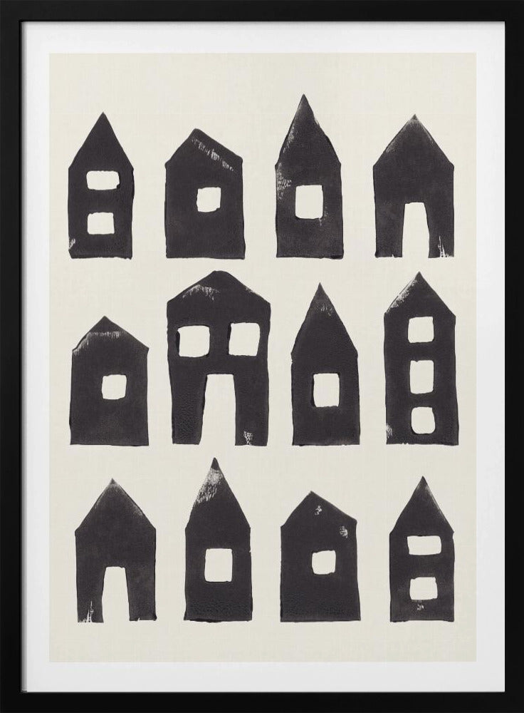 Tiny Houses #1 | Hand-printed Linocut | Poster