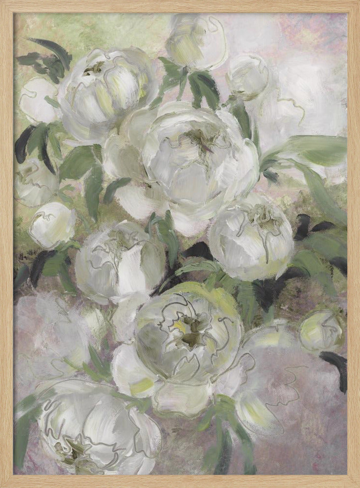 Traurige, malerische Blumen in Grün | Poster