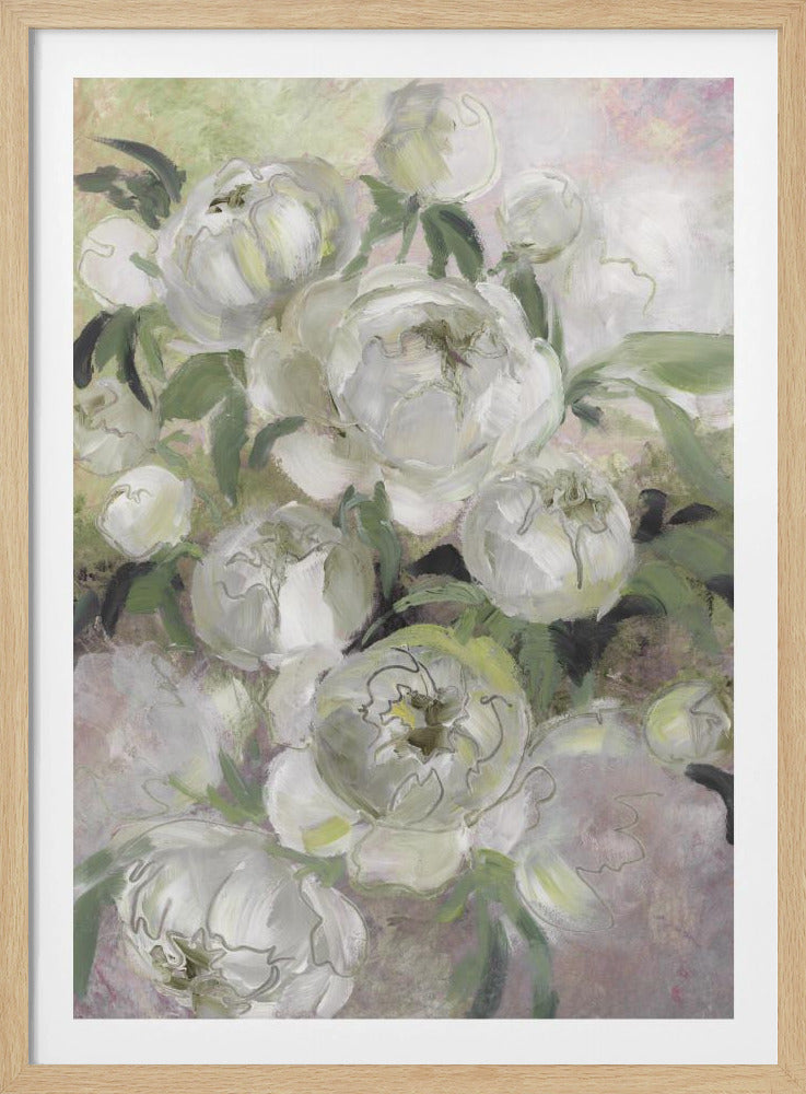 Traurige, malerische Blumen in Grün | Poster