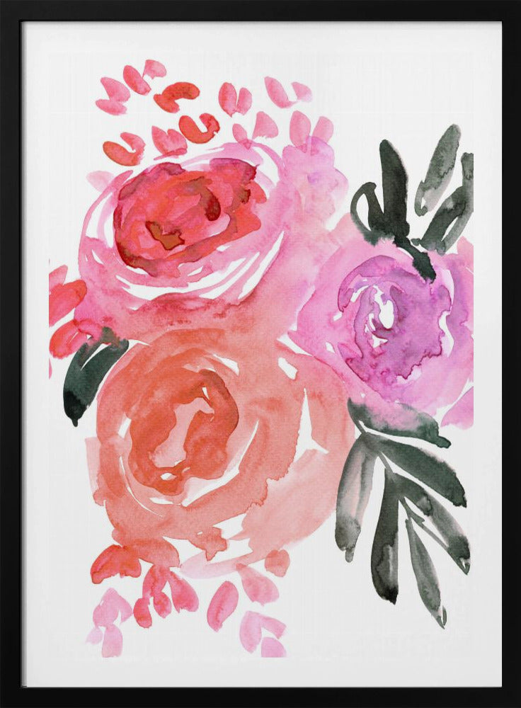 Maeko, lockere Aquarellblumen I | Poster
